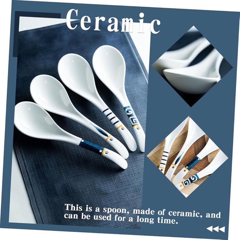 Japanese Style Ceramic Soup Spoons 2Pcs Long Ergonomic Handle Porcelain Ladles - Image 4